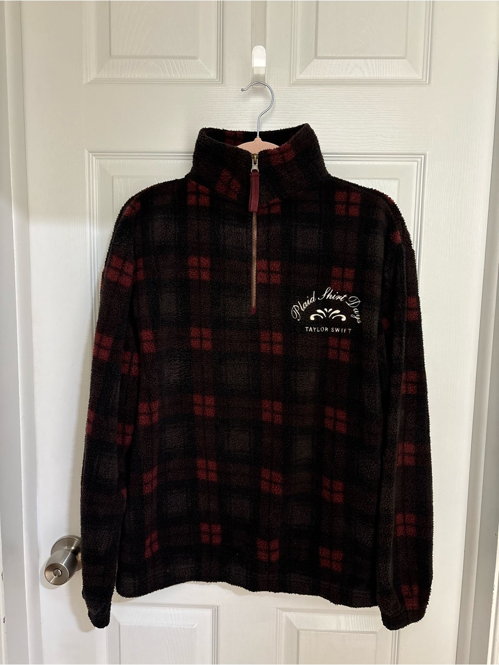 Taylor Swift Red “Plaid Shirt Days” fleece quarter zip